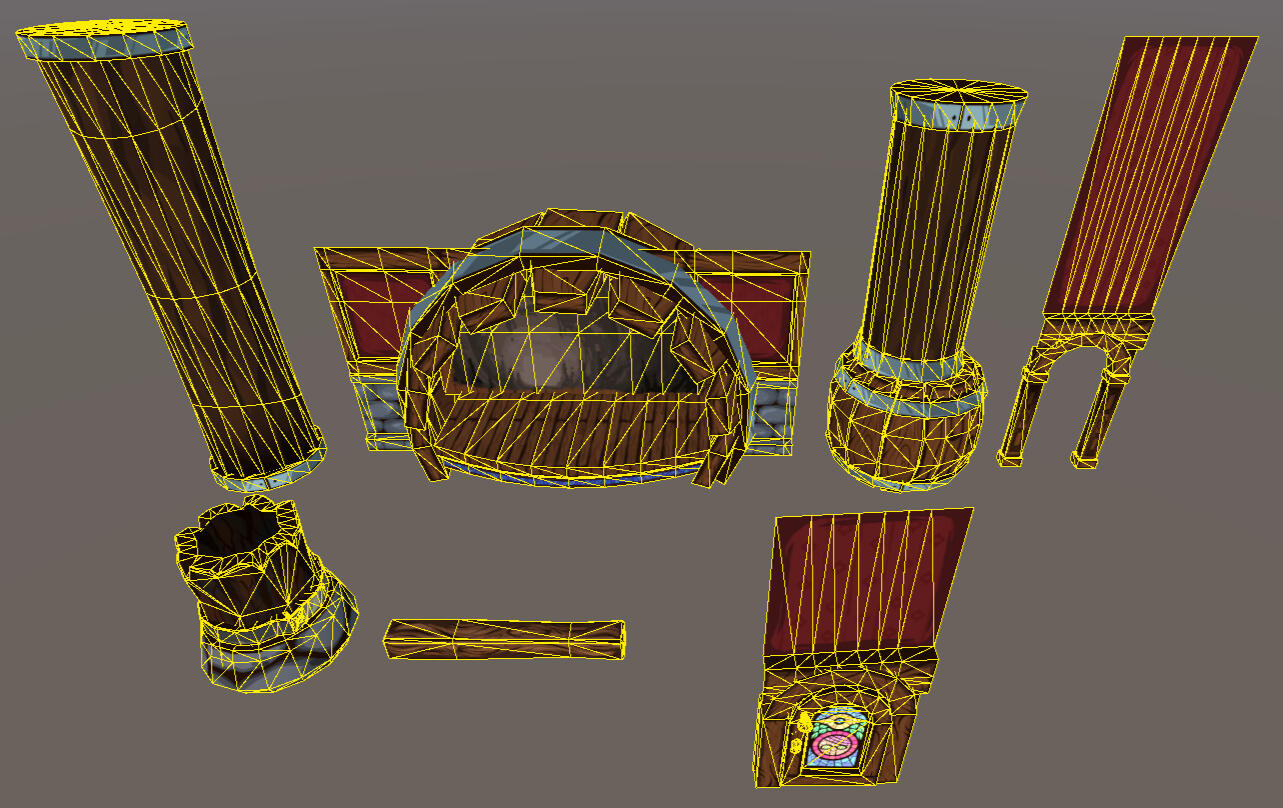 Tavern props The stage &amp; WC Wireframe